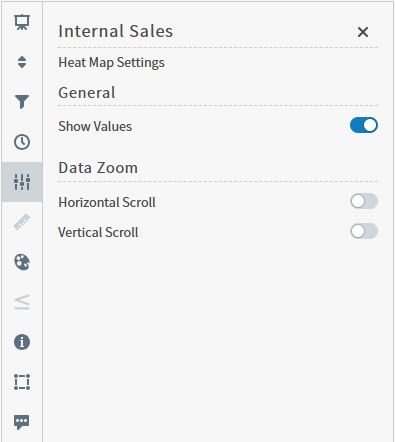 Heat Map Settings Sidebar Menu use this work area to define settings for this visual