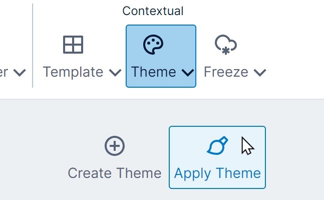 Click Apply Theme in the toolbar Click Apply Theme in the toolbar