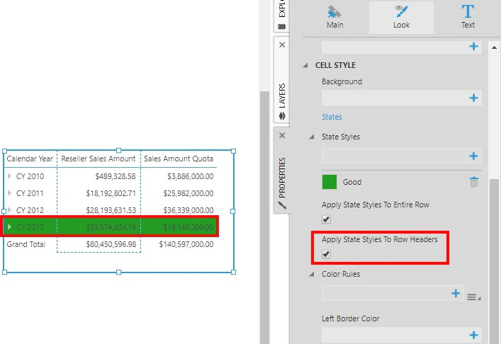 Apply State Styles To Row Headers property