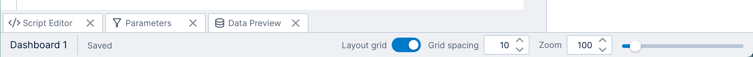 Status bar indicates dashboard was auto-saved Status bar indicates dashboard was auto-saved