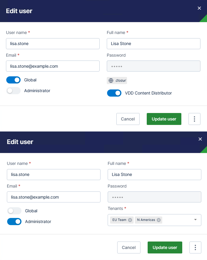 edit user work area update users here, global or tenant users