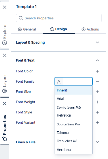 Default font settings Default font settings