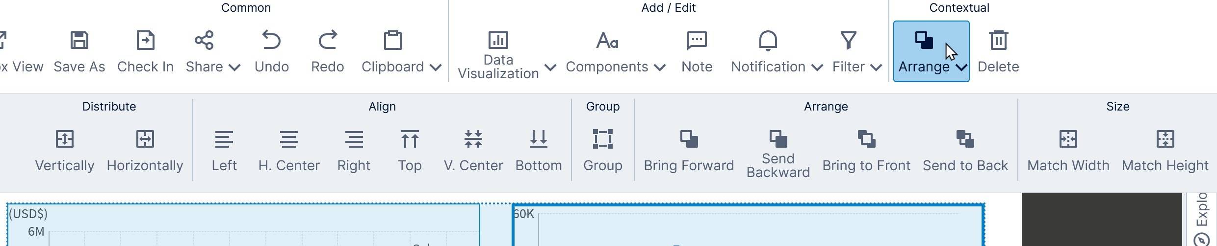 Arrange options for multiple items Arrange options for multiple items