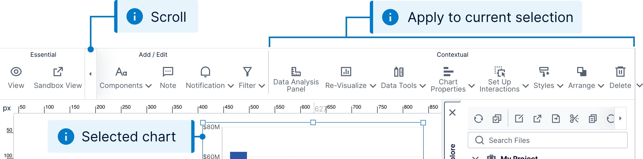 Buttons on the right apply to the current selection Buttons on the right apply to the current selection