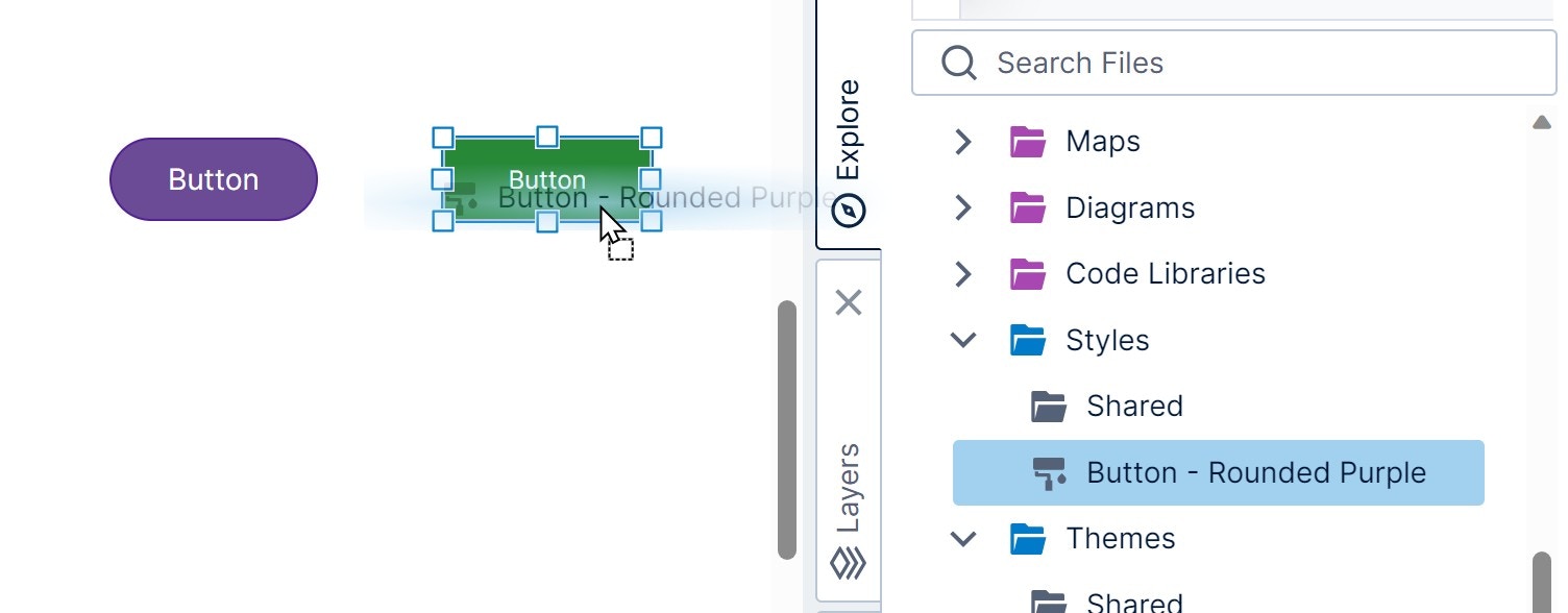 Drag a style onto the button Drag a style onto the button