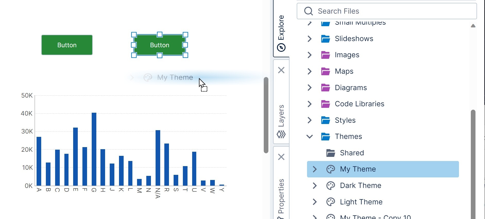 Drag theme to canvas Drag theme to canvas