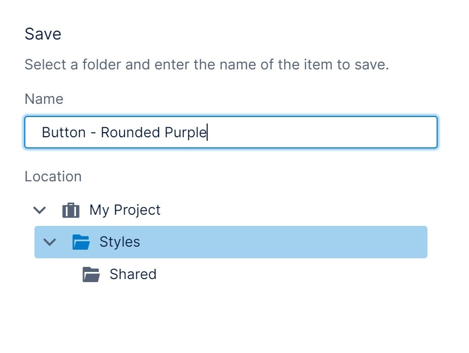 Enter a file name for the style Enter a file name for the style