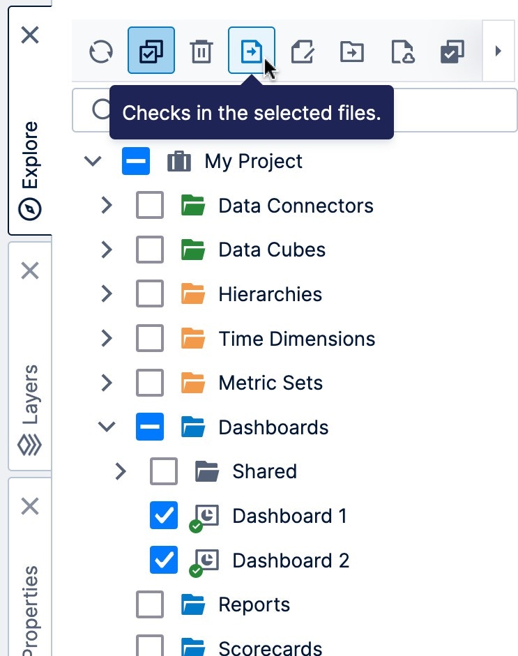Use the Explore toolbar to enable checkboxes and apply operations to multiple files at once Use the Explore toolbar to enable checkboxes and apply operations to multiple files at once