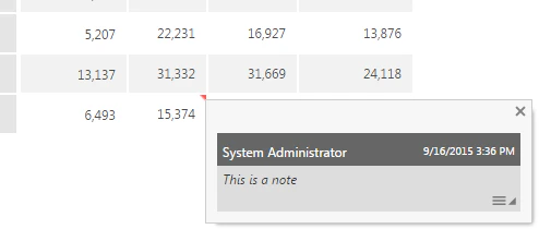 Hover over a cell note to see its details