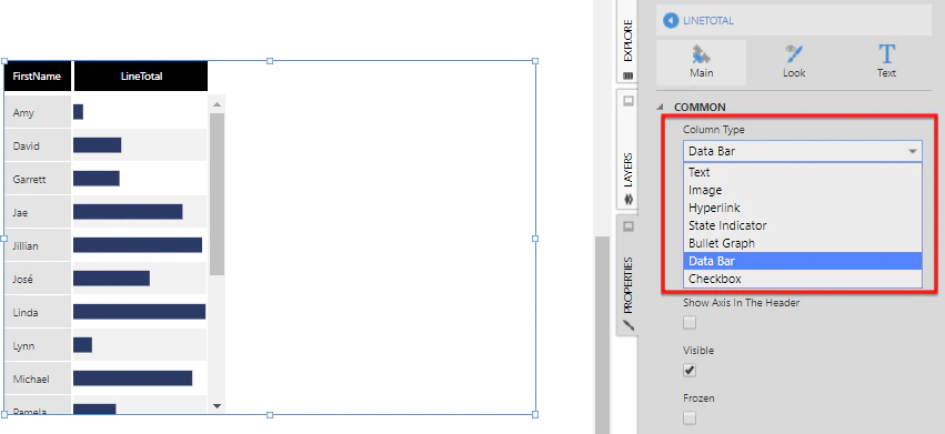 Change the column type to Data Bar