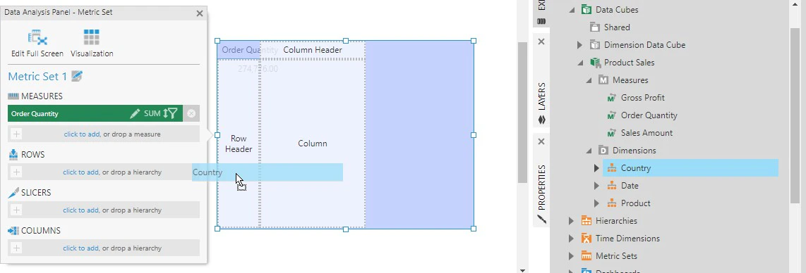 Drag Country onto Row Header