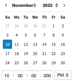 select a date and time for your filter