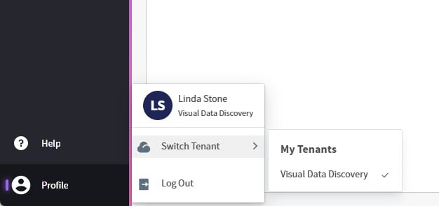 Use the switch tenant option in your profile to switch among tenants
