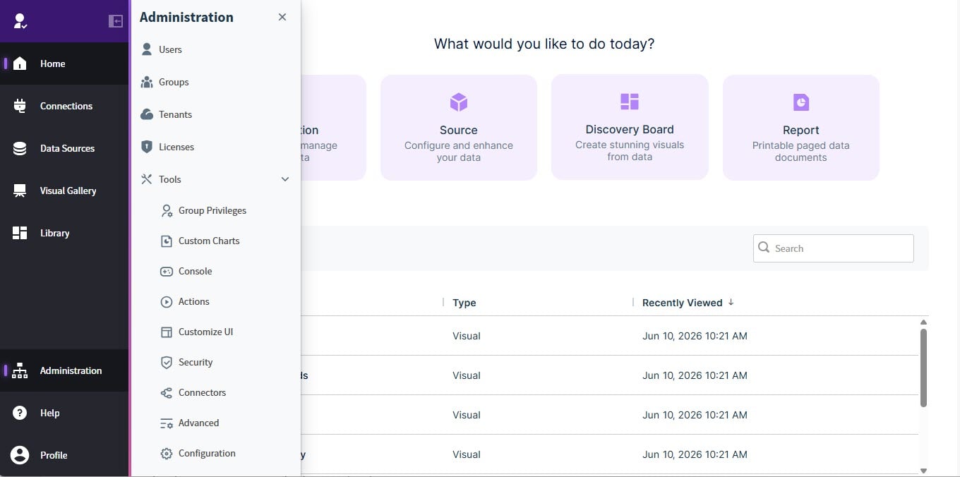 select a menu item, car, or listed item to work with your data or environment or search for items