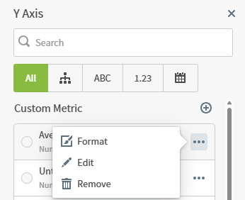 use this work area to format, edit, or remove a custom meric