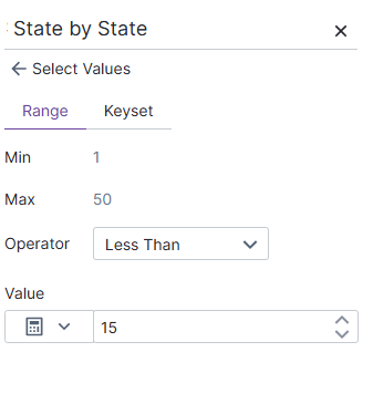 Define your range of values here
