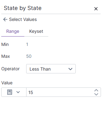 Define your range of values here