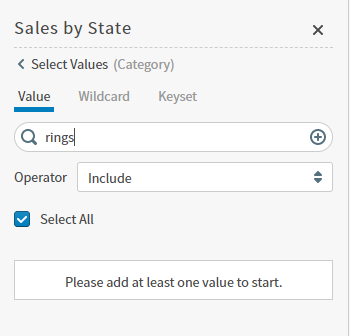 Enter a value, such as rings, to add