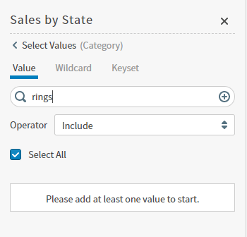 Enter a value, such as rings, to add