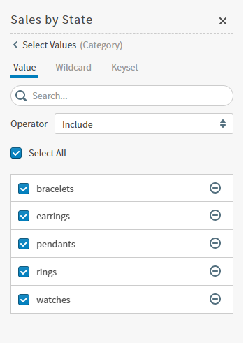 Review your included values, deselect or remove if needed