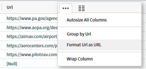 select to format a URLin a table column