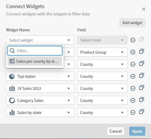 Link multiple filters to refine your data by multiple values