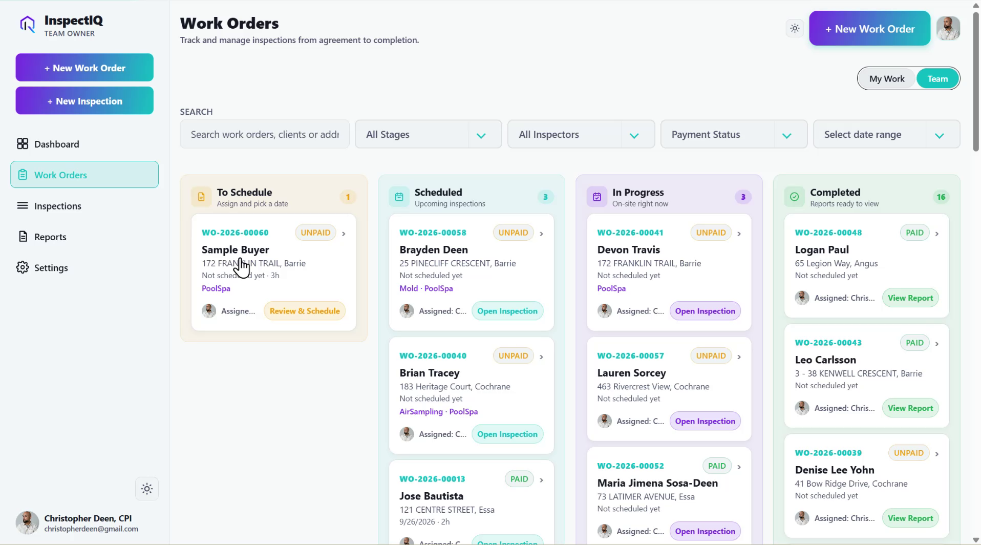 Work Orders Dashboard