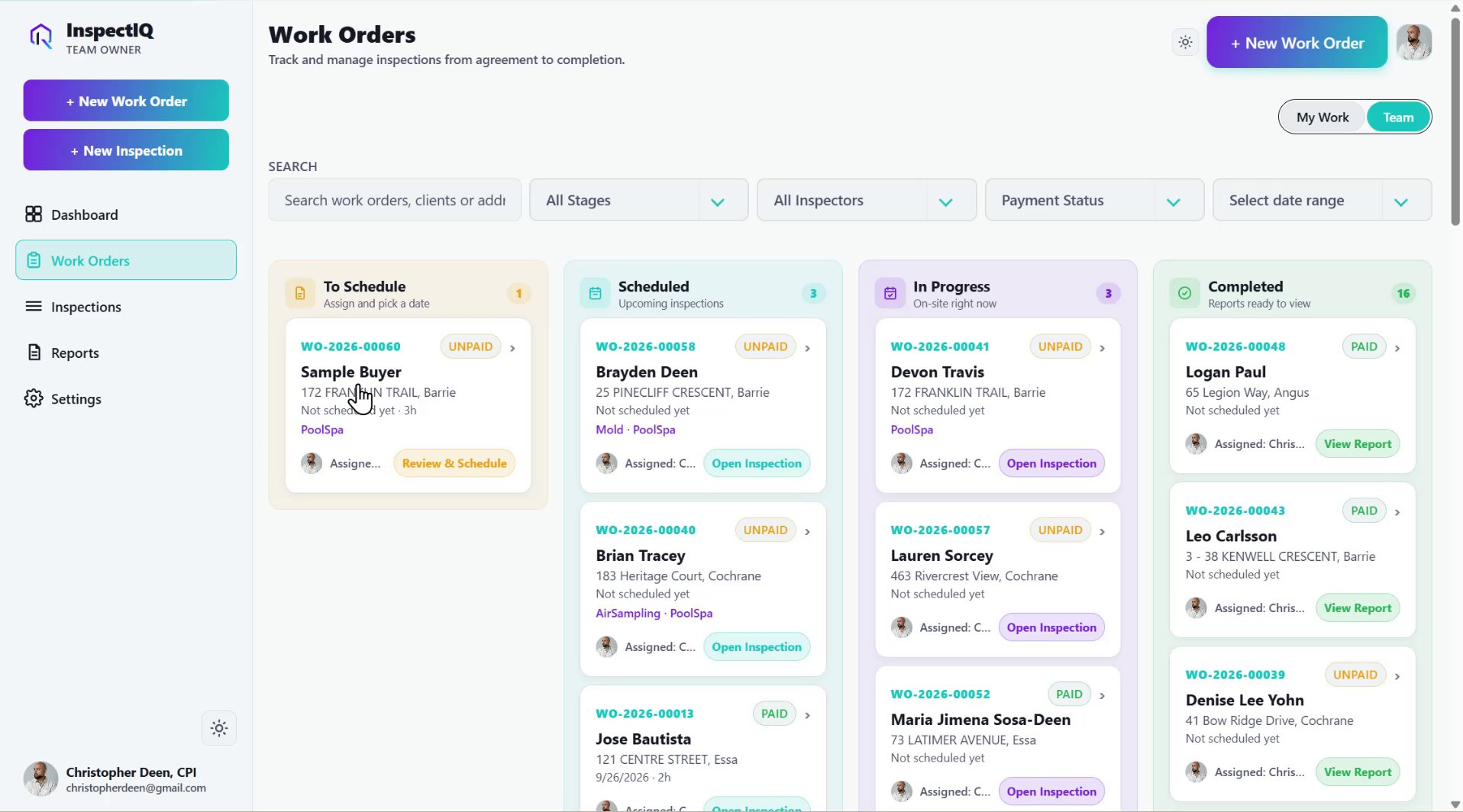 Work Orders Dashboard