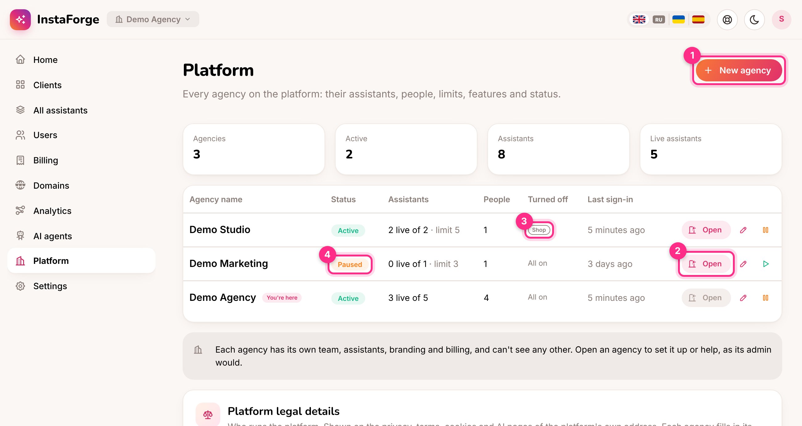 The Platform page
