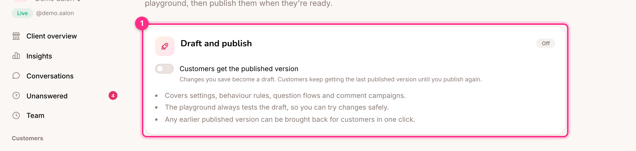 Draft and publish