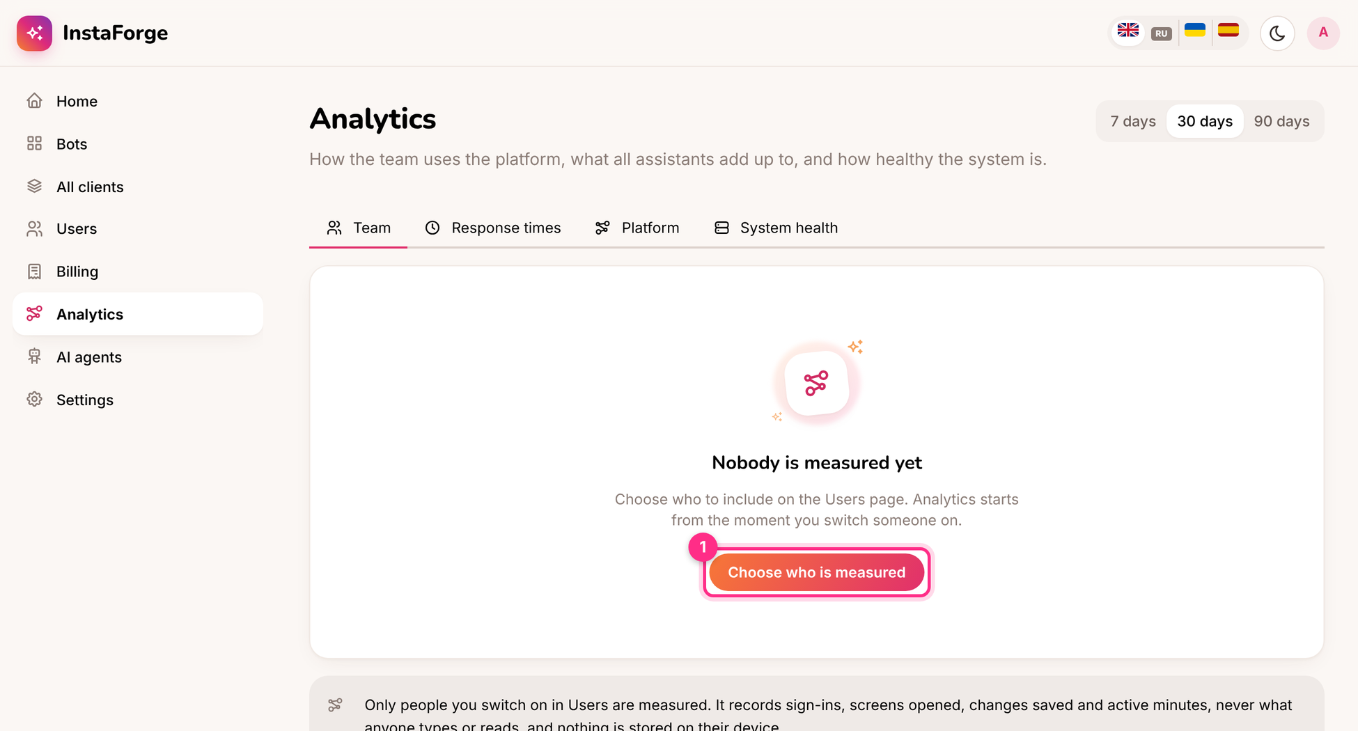 Analytics: choose who is measured
