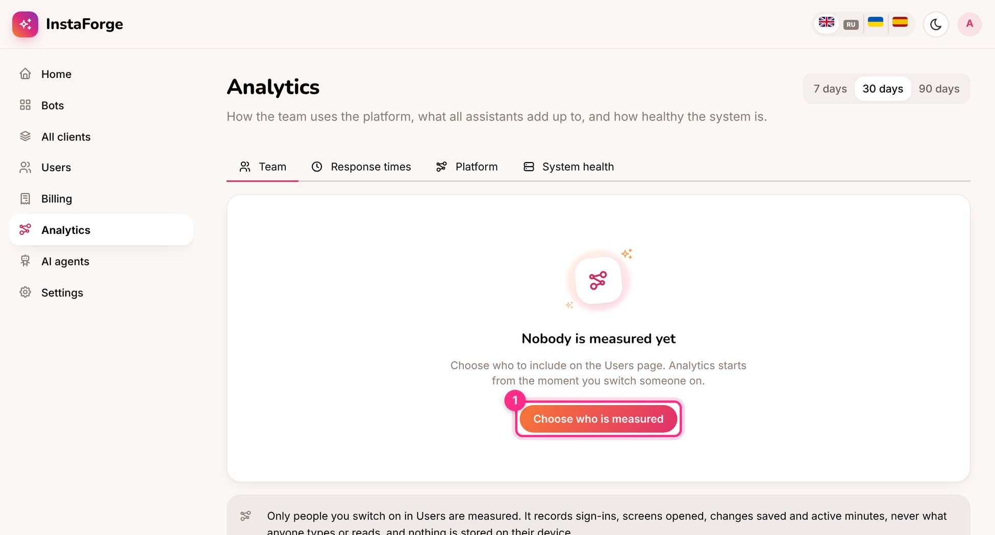 Analytics: choose who is measured
