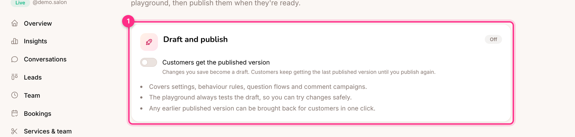Draft and publish