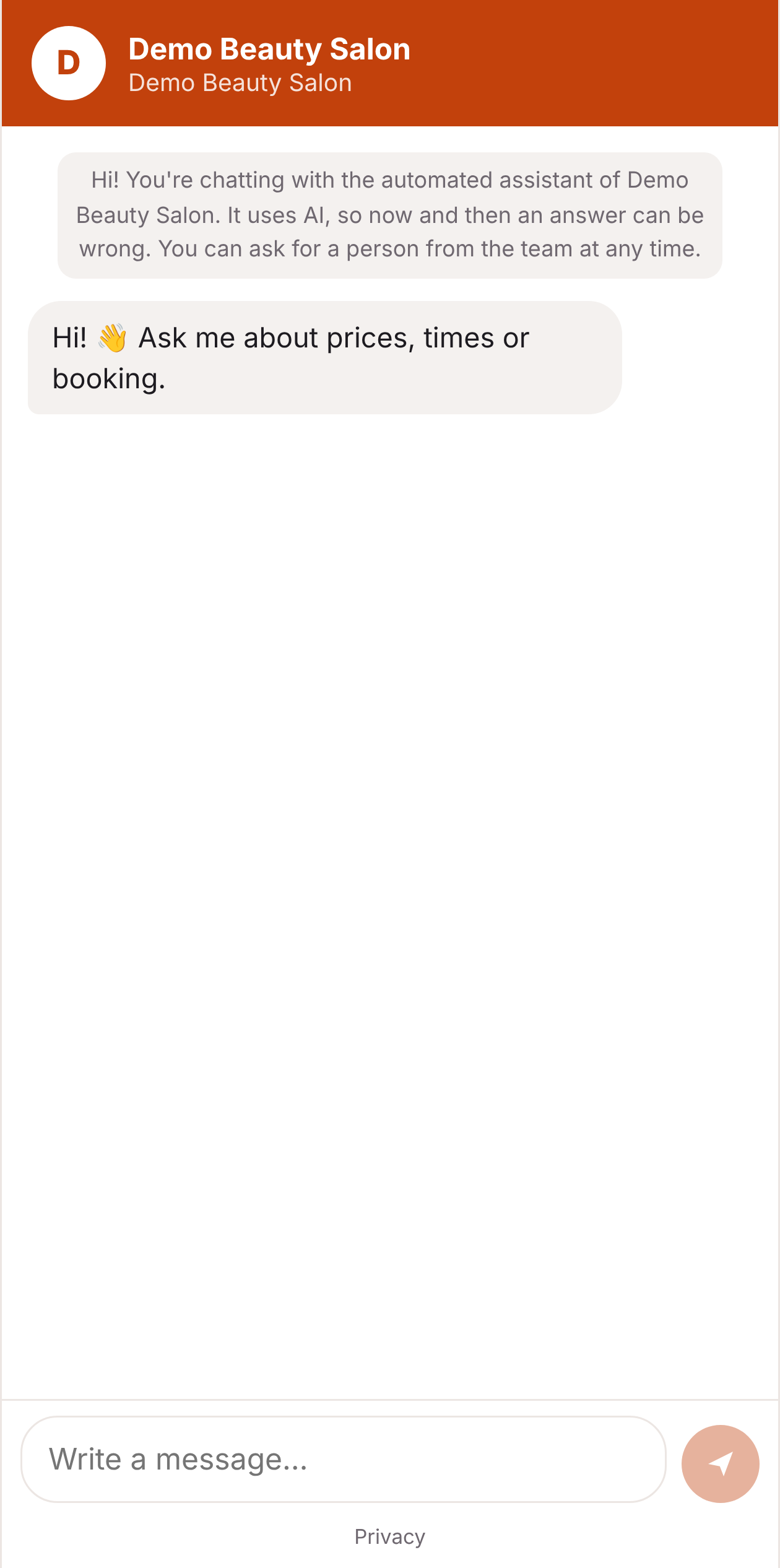The chat link on a phone