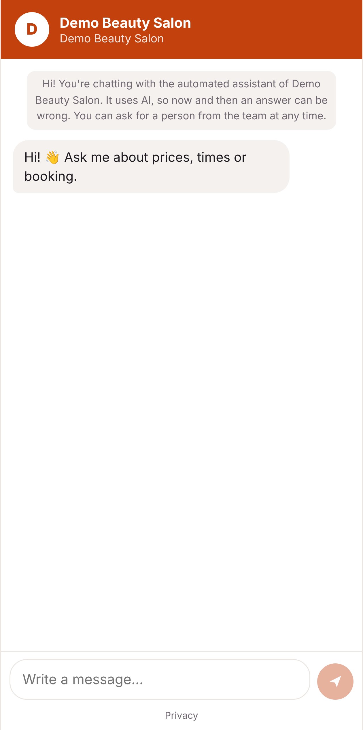 The chat link on a phone