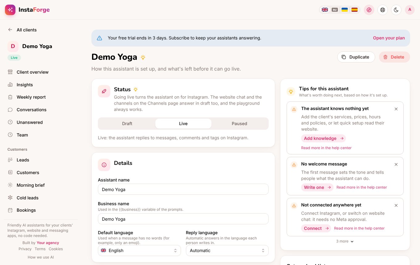 Tips on the assistant's Overview page