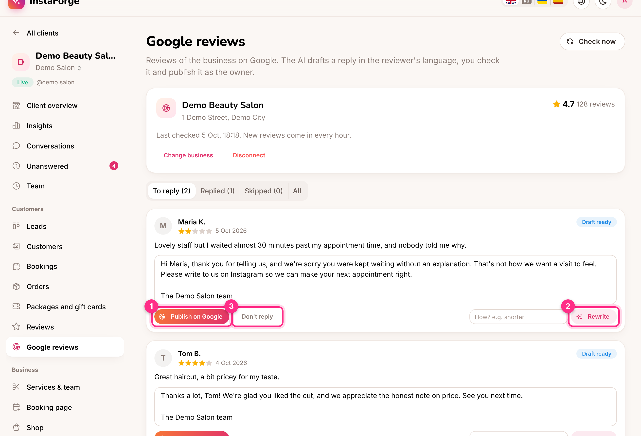 Google reviews
