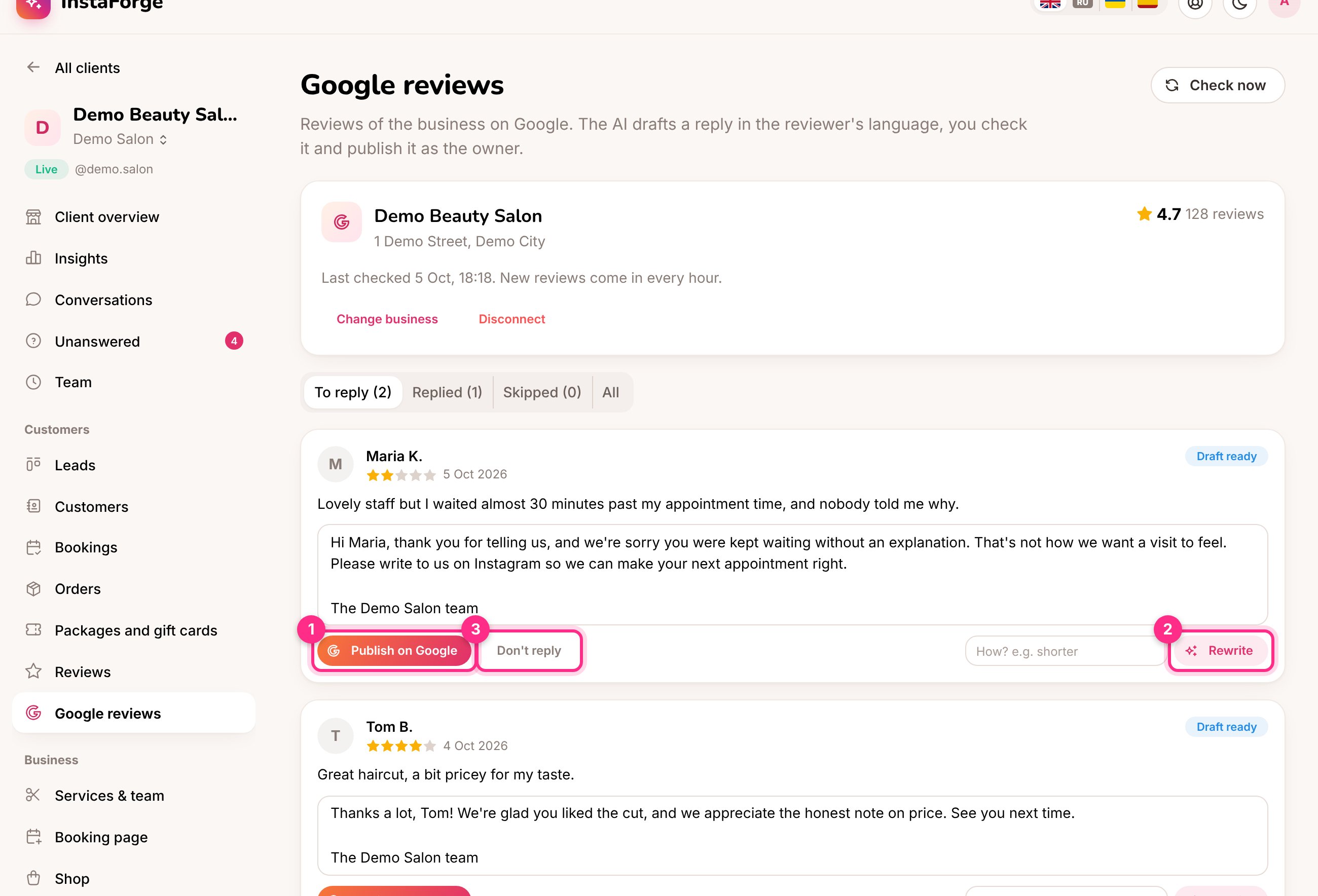 Google reviews