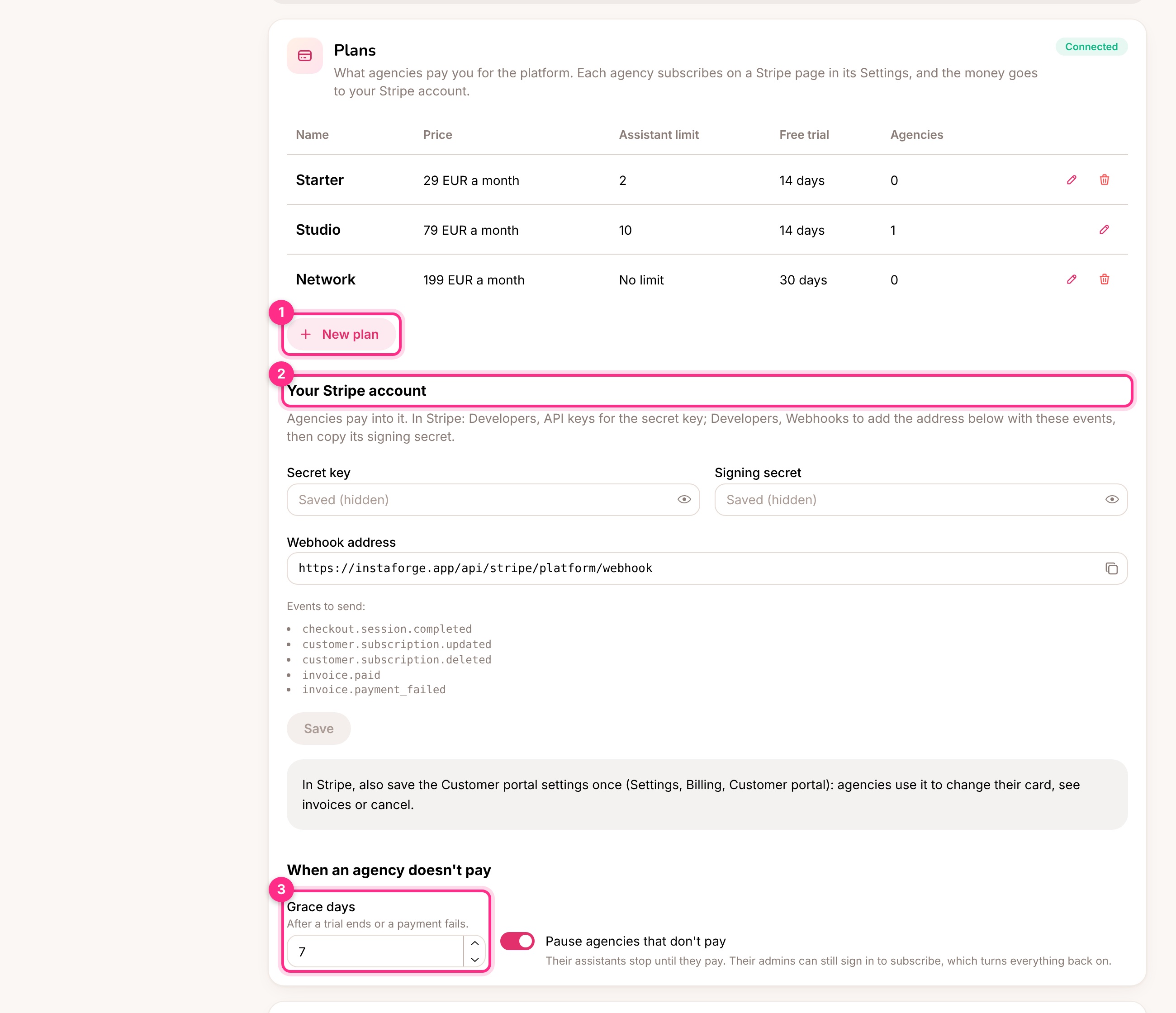 Plans on the Platform page