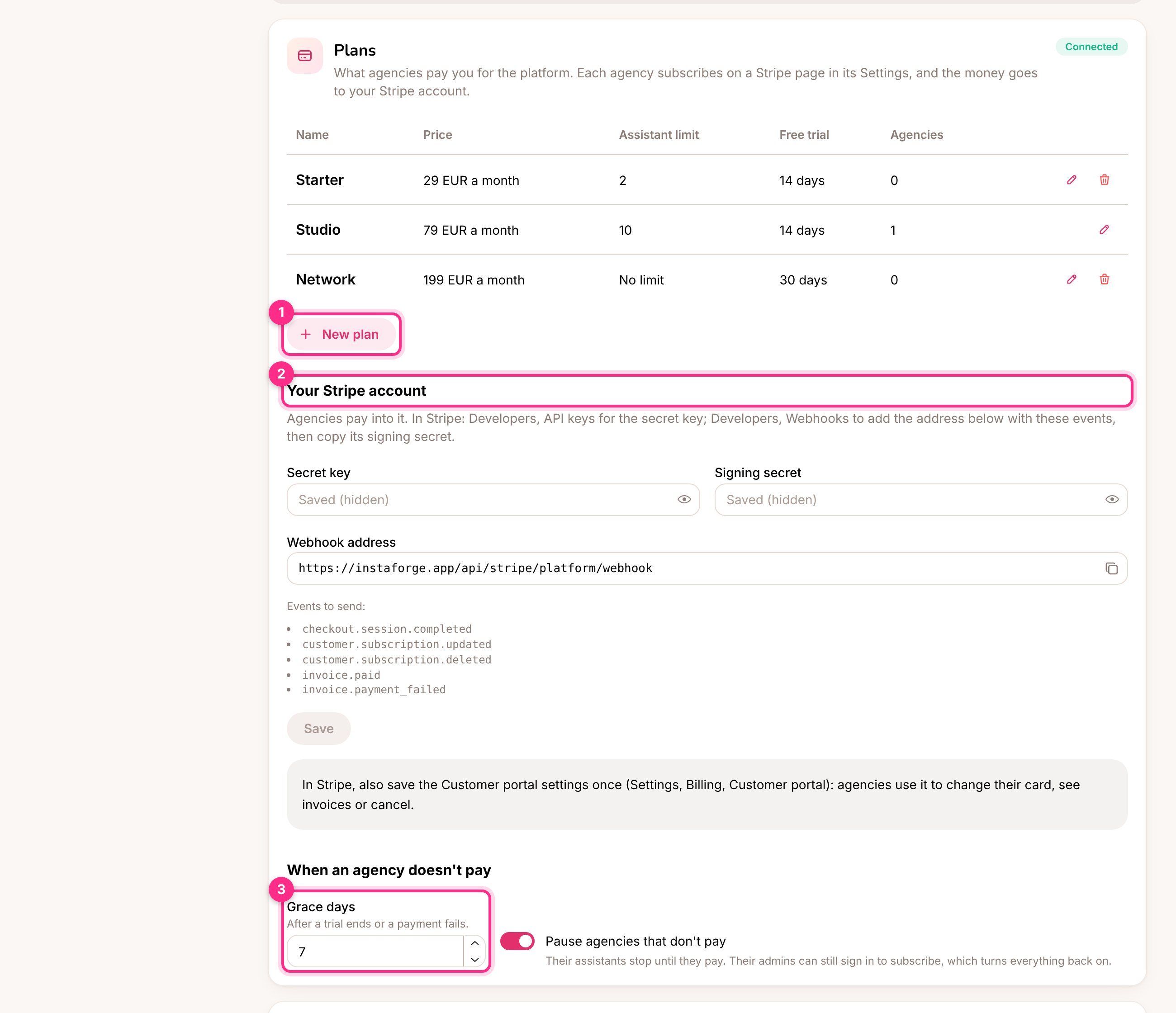 Plans on the Platform page