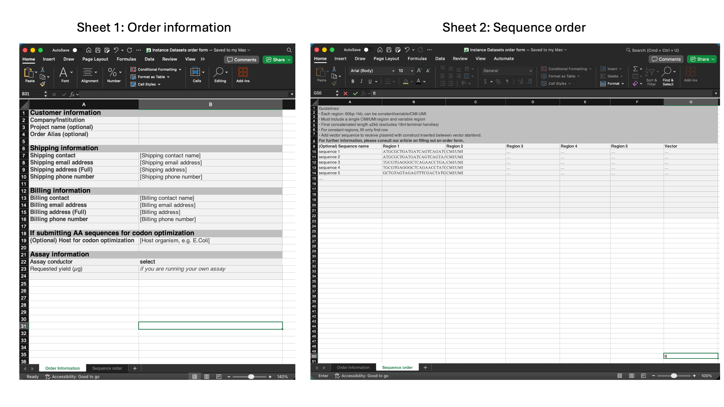 Image of both sheets of the order form