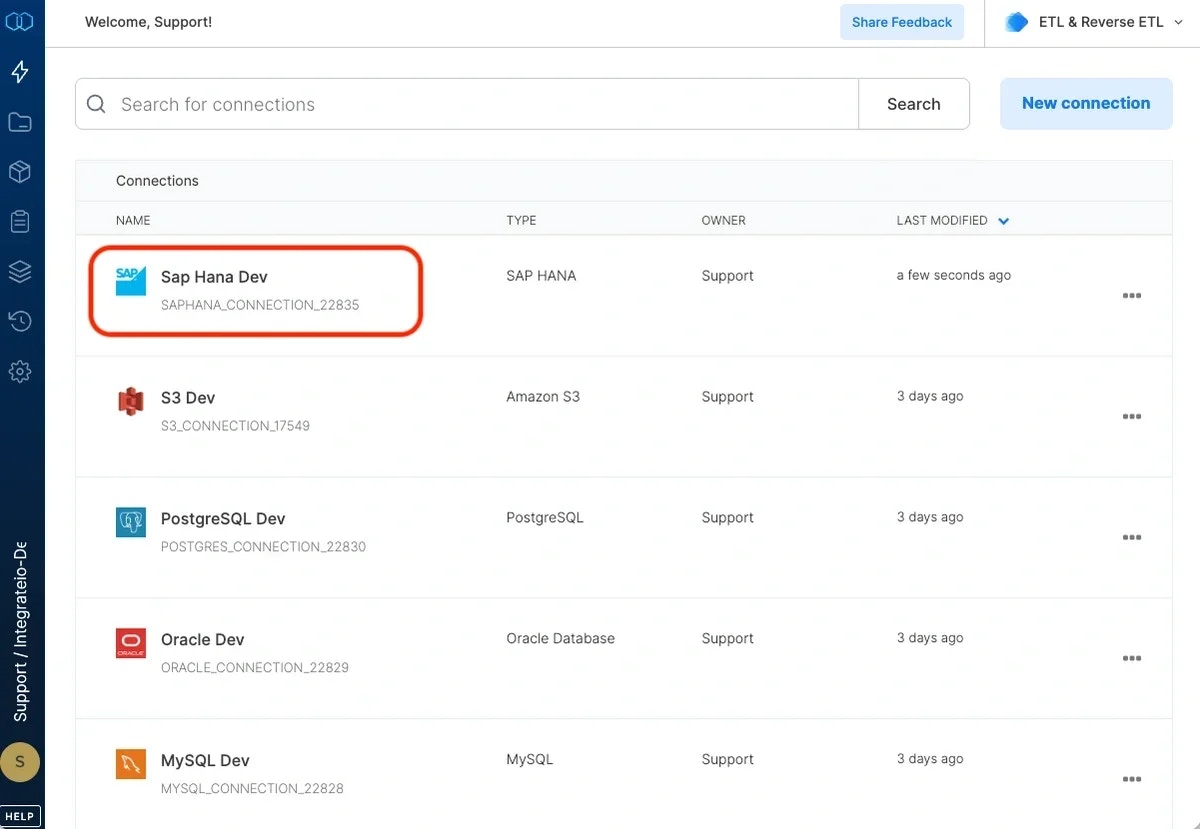 Successful SAP HANA connection test confirmation