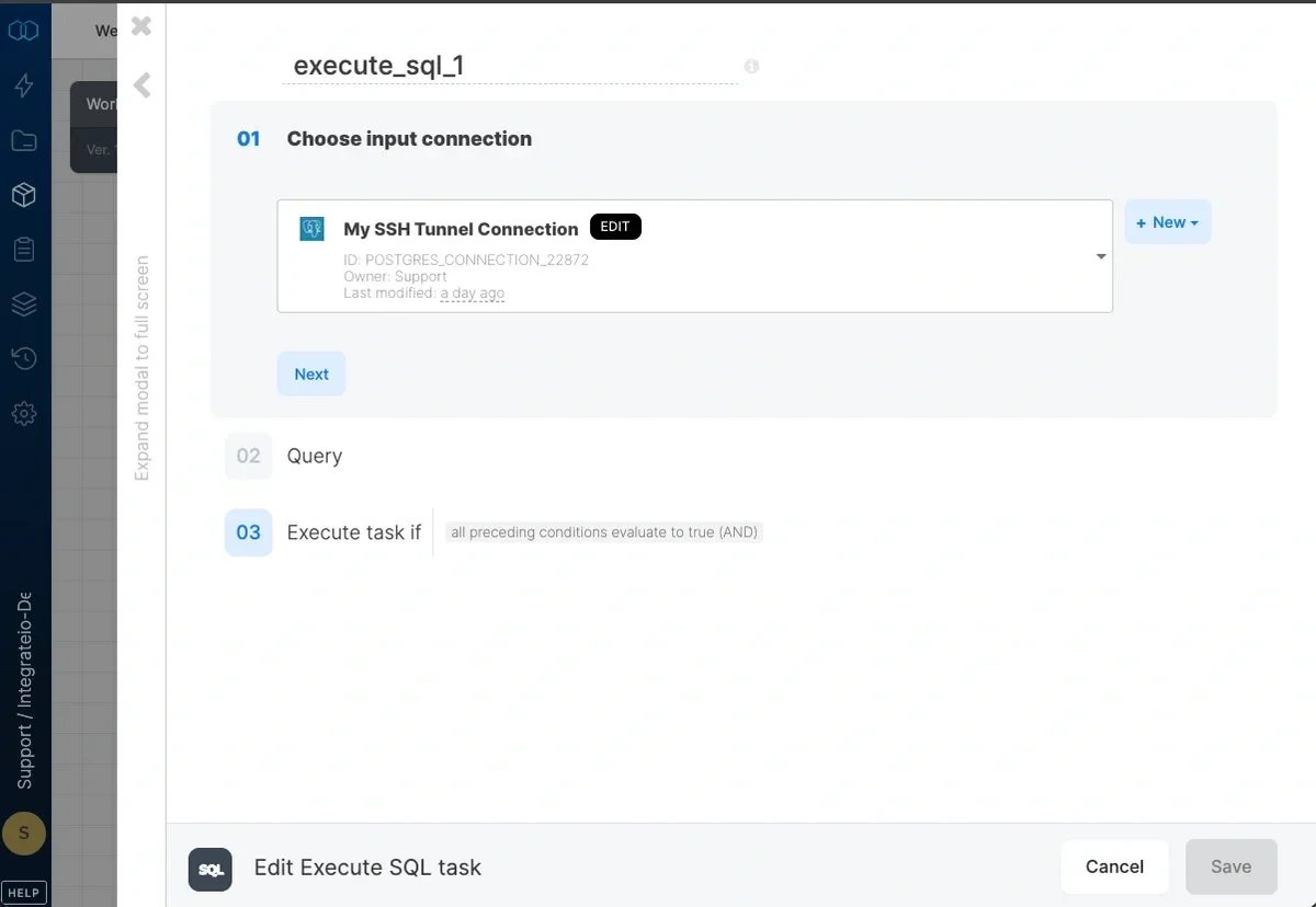 Execute SQL task with database connection selector