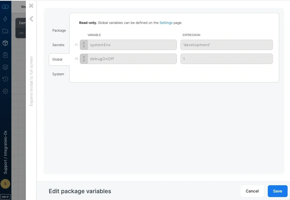Global variable defined at the account level