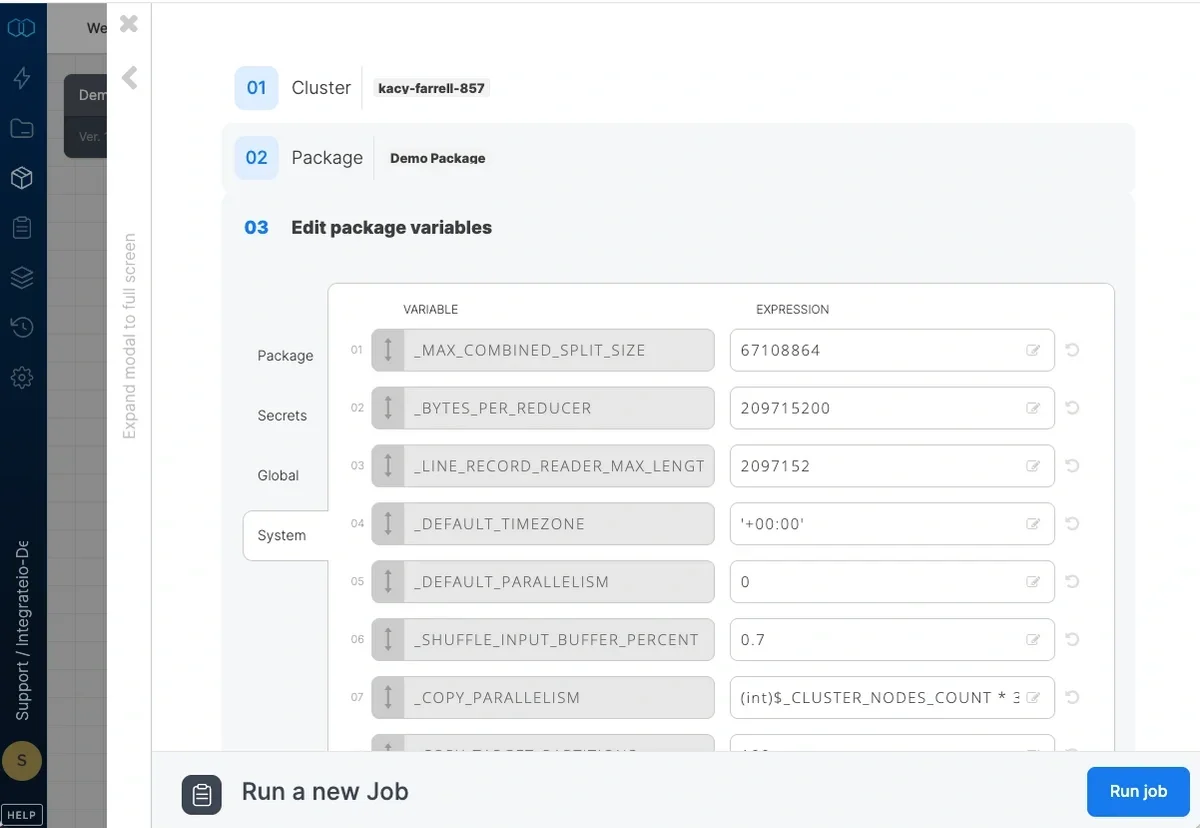 Setting default values for package and system variables