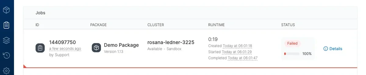 Assert triggered showing job failure