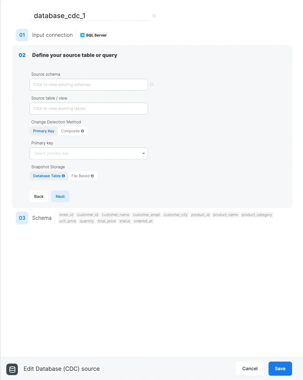 Primary Key change detection method configuration