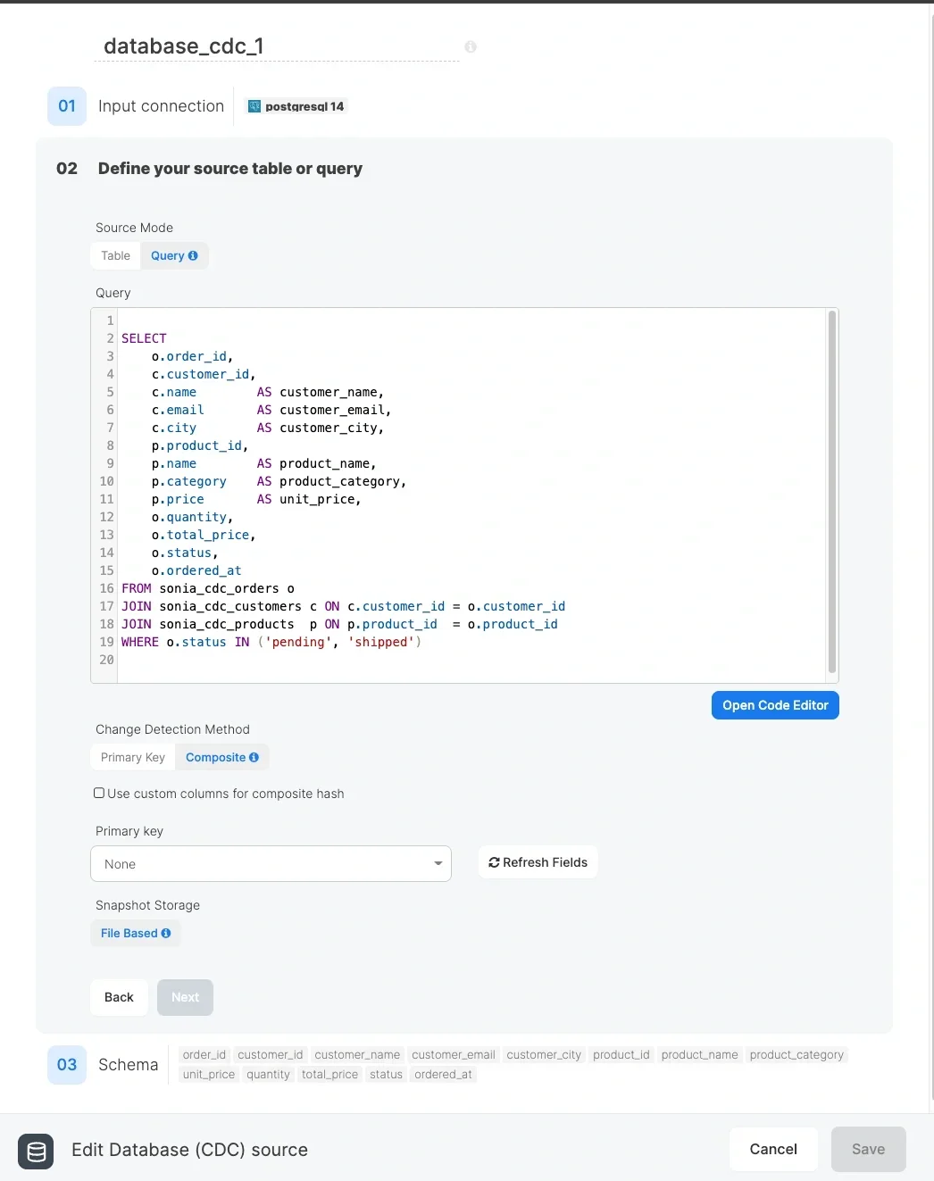 File Based snapshot storage with Query mode enabled