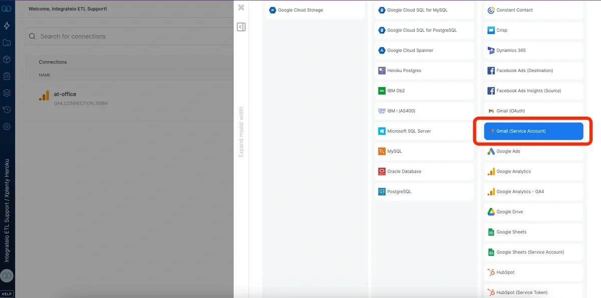 Gmail connection configuration form