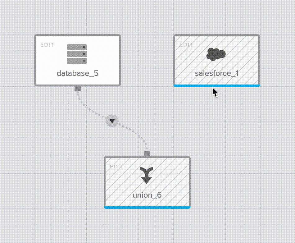 Dragging two inputs onto the Union component